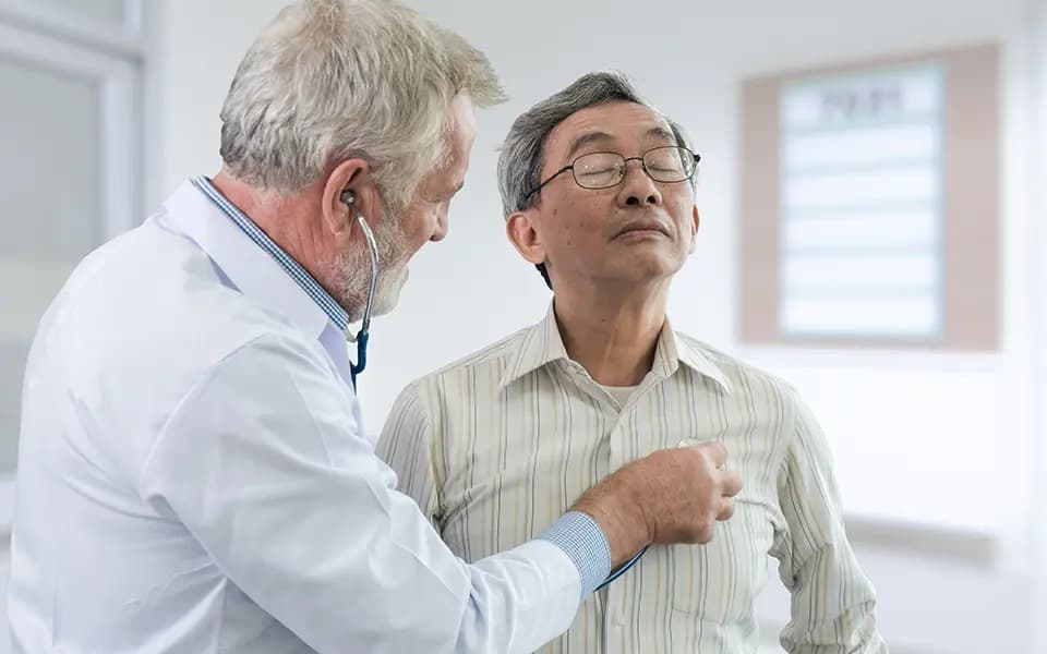 Patients chest being observed