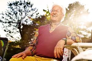 senior man happy in the park