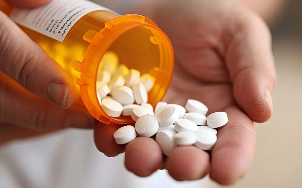 Person putting medication for kidney's into their hand